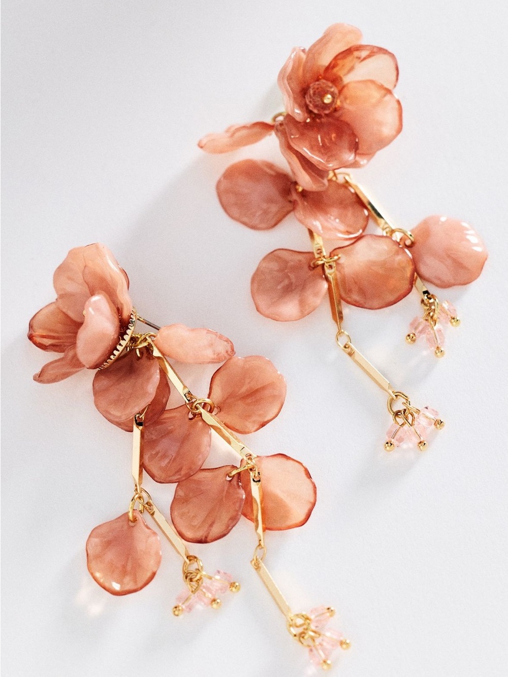 NWT Anthropologie Floral Drop Earrings in Petal Pink